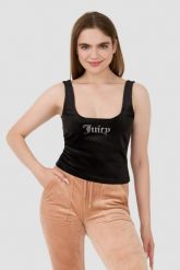 JUICY COUTURE Czarny top Bromley. Czarne topy Juicy Couture, s, bez wzorów, bez kołnierzyka, bez ramiączek. W wyprzedaży za 159.99 zł.