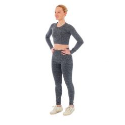 Damski zestaw sportowy Xtreme - legginsy sportowe + sportowy Croptop - Antracyt. Szare legginsy XTREME SOCKSWEAR, bez wzorów, z materiału, sportowe, długie. Za 199.42 zł.