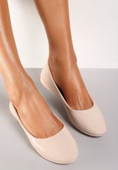 Beżowe Balerinki Nysaxise. Brązowe baleriny Renee, bez wzorów, z okrągłym noskiem, bez obcasa, na płaskiej podeszwie, bez zapięcia. Za 34.99 zł.