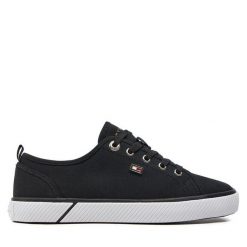 Tenisówki Tommy Hilfiger. Czarne trampki Tommy Hilfiger, bez wzorów, bez zapięcia. Za 249.99 zł.