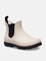 Crocs Sztyblety "Dylan" w kolorze kremowo-czarnym rozmiar: 39/40. Brązowe botki Crocs, bez wzorów, sportowe, bez zapięcia. Za 227.85 zł.