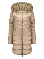 Geographical Norway Płaszcz pikowany "Bololita" w kolorze szarobrązowym rozmiar: XL. Brązowe płaszcze Geographical Norway, xl, bez wzorów, bez kaptura. Za 192.95 zł.