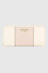 GUESS Beżowy duży portfel damski Laurel. Brązowe portfele Guess, z aplikacjami, ze skóry ekologicznej. W wyprzedaży za 255.99 zł.