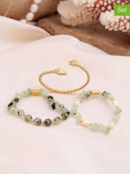 L'Atelier de Gaia Bransoletki (3 szt.) z prehnitami rozmiar: onesize. Zielone bransoletki L'Atelier de Gaia, z perłą, z mosiądzu. Za 55.95 zł.