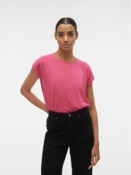 Vero Moda T-Shirt Ava 10284468 Różowy Regular Fit. Czerwone t-shirty Vero Moda, s, bez wzorów, z lyocellu, bez kołnierzyka, bez ramiączek. Za 49.99 zł.