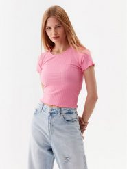 ONLY T-Shirt Emma 15201206 Różowy Regular Fit. Czerwone t-shirty ONLY, xs, bez wzorów, z syntetyku, bez kołnierzyka, bez ramiączek. Za 39.99 zł.
