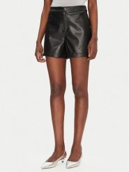 Morgan Szorty z imitacji skóry 251-SHELLY M Czarny Regular Fit. Czarne szorty Morgan, bez wzorów, ze skóry. Za 189.99 zł.