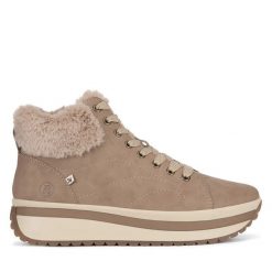 Trzewiki Rieker Revolution Lifestyle. Brązowe botki Rieker Revolution Lifestyle, bez wzorów, bez obcasa, na płaskiej podeszwie, bez zapięcia. Za 499.99 zł.