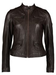 HIS Skórzana kurtka w kolorze ciemnobrązowym rozmiar: 46. Brązowe kurtki HIS, bez wzorów, ze skóry, bez kaptura. Za 478.99 zł.