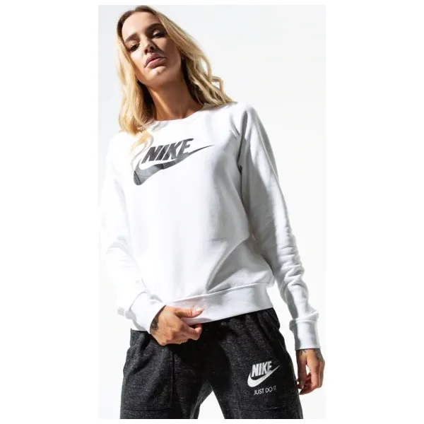 Nike Bluza W Nsw Essntl Crew Flc Hbr , biały, rozmiar M. Białe bluzy Nike, m, bez wzorów, z bawełny, bez ramiączek, bez kaptura. Za 179.99 zł.