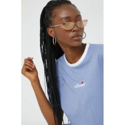 Ellesse t-shirt bawełniany kolor fioletowy. Fioletowe t-shirty Ellesse, z aplikacjami, z bawełny, bez kołnierzyka, bez ramiączek. W wyprzedaży za 104.99 zł.