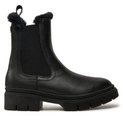Sztyblety Tamaris. Czarne botki Tamaris, bez wzorów, bez obcasa, na płaskiej podeszwie, bez zapięcia. Za 259.99 zł.