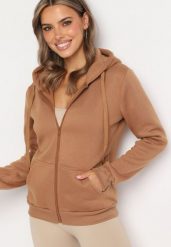 Brązowa Bluza z Kapturem Sithi. Brązowe bluzy Born2be, l, bez wzorów, z jeansu, klasyczne, bez ramiączek, z kapturem. W wyprzedaży za 42.49 zł.