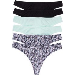 Stringi (6 par) bonprix czarno-miętowy z nadrukiem. Stringi marki bonprix. Za 53.94 zł.