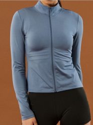 Bluza ze stójką - niebieski. Niebieskie bluzy Sinsay, l, bez wzorów, bez kaptura. Za 39.99 zł.