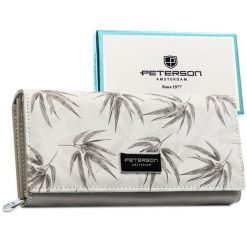 Biały, duży portfel damski z systemem RFID zamykany na zatrzask PTN PX20-1-NPK Peterson. Białe portfele bez wzorów, ze skóry. Za 120.99 zł.