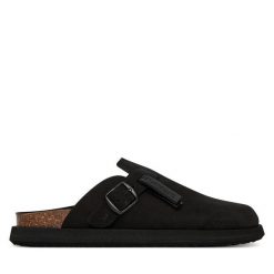 Klapki D.Franklin. Czarne klapki D.Franklin, bez wzorów, bez obcasa, bez zapięcia. Za 459.99 zł.