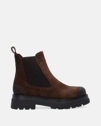 BRĄZOWE BOTKI Z ZAMSZU 13237 CAM TDM. Brązowe botki Venezia, bez wzorów, ze skóry, bez obcasa, bez zapięcia. Za 379.00 zł.