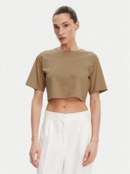 Max Mara T-Shirt 2516941098650 Brązowy Regular Fit. Brązowe t-shirty Max Mara, m, bez wzorów, z bawełny, bez kołnierzyka, bez ramiączek. Za 549.99 zł.