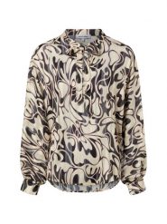 More & More Rozkloszowana bluzka damska Kobiety beżowy|czarny wzorzysty, 40. Brązowe bluzki More & More, bez wzorów, z syntetyku, bez kołnierzyka, bez ramiączek. Za 379.95 zł.