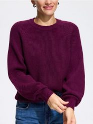 Sweter z wiskozą - bordowy. Czerwone swetry Reserved, l, bez wzorów, z dzianiny, bez ramiączek. Za 109.99 zł.