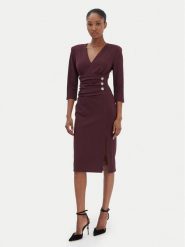 Rinascimento Sukienka koktajlowa CFC0020161002 Bordowy Slim Fit. Czerwone sukienki Rinascimento, xs, bez wzorów, z syntetyku, wizytowe, bez kołnierzyka, bez ramiączek. Za 579.99 zł.