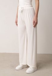 Białe Szerokie Spodnie z Bawełną Zdobione Cyrkoniami Azilene. Białe jeansy Born2be, z aplikacjami, z bawełny, klasyczne, z podwyższonym stanem. Za 49.99 zł.