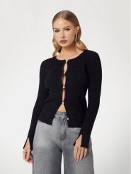 Guess Kardigan W5RR17 Z34O0 Czarny Classic Fit. Czarne swetry Guess, xl, z aplikacjami, z wiskozy, bez ramiączek. Za 297.00 zł.