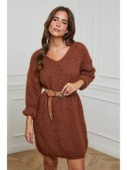 L'armoire de Suzette Sukienka dzianinowa w kolorze brązowym rozmiar: 38/40. Brązowe sukienki L'armoire de Suzette, na co dzień, l, bez wzorów, z dzianiny, klasyczne, bez kołnierzyka, bez ramiączek, midi, proste. Za 109.78 zł.