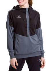 Damska bluza z kapturem Erima Squad. Czarne bluzy Erima, bez wzorów, z bawełny, sportowe, bez ramiączek, z kapturem. Za 194.95 zł.
