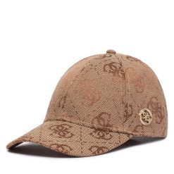 Czapka z daszkiem Guess. Brązowe czapki z daszkiem Guess, z aplikacjami. Za 194.99 zł.