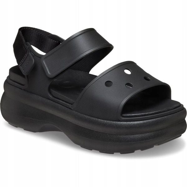 Sandały dla Kobiet Crocs Soho Y-Strap Sandal. Czarne sandały Crocs, bez wzorów, z materiału, eleganckie, bez obcasa, na platformie, bez zapięcia. Za 289.99 zł.