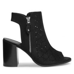 Sandały JENNY. Czarne sandały Jenny, bez wzorów, bez obcasa, na słupku, bez zapięcia. Za 159.99 zł.