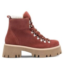 Trapery Lasocki. Czerwone traperki Lasocki, bez wzorów, bez obcasa, bez zapięcia. Za 329.99 zł.