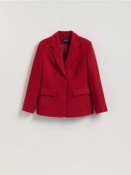 Marynarka z wełną - czerwony. Czerwone marynarki i żakiety Reserved, l, bez wzorów, z wełny, bez ramiączek. Za 399.99 zł.