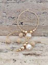 Atelier MIU Pozłacane kolczyki-kreole rozmiar: onesize. Żółte kolczyki atelier MIU, z perłą, pozłacane. Za 43.68 zł.