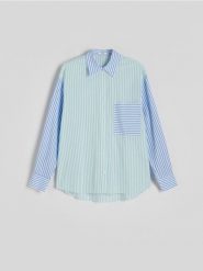 Koszula w paski - wielobarwny. Koszule Reserved, l, bez wzorów, z bawełny, bez kołnierzyka, bez ramiączek. W wyprzedaży za 49.99 zł.