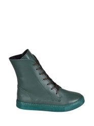 Noosy Skórzane botki w kolorze ciemnozielonym rozmiar: 38. Zielone botki Noosy, bez wzorów, z materiału, bez obcasa, bez zapięcia. Za 154.43 zł.