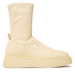 Botki JENNY. Żółte botki Jenny, bez wzorów, bez obcasa, na płaskiej podeszwie, bez zapięcia. Za 129.99 zł.