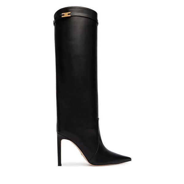 Kozaki Elisabetta Franchi. Czarne kozaki Elisabetta Franchi, bez wzorów, bez obcasa, na szpilce, bez zapięcia. Za 3,659.00 zł.