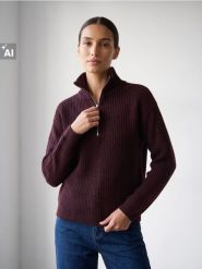 Sweter oversize z golfem i zamkiem - bordowy. Czerwone swetry Sinsay, l, bez wzorów, bez ramiączek. Za 59.99 zł.
