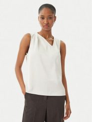 Calvin Klein Bluzka LV044F144G Biały Regular Fit. Białe bluzki Calvin Klein, l, bez wzorów, z syntetyku, bez kołnierzyka, bez ramiączek. Za 409.99 zł.