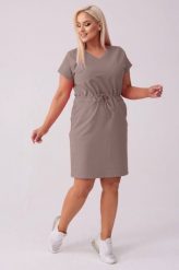 Dresowa sukienka Bianca w kolorze fango PLUS SIZE XXL WIOSNA. Sukienki Moda Size Plus Iwanek, na co dzień, l, bez wzorów, z bawełny, eleganckie, bez kołnierzyka, plus size, bez ramiączek, midi, proste. Za 239.90 zł.