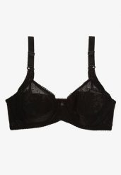 Czarny Full Cup Biustonosz z Koronką Vikonie. Czarne biustonosze Renee, bez wzorów, z jedwabiu. W wyprzedaży za 23.99 zł.