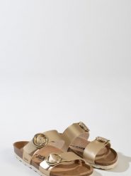 BACKSUN Klapki "Belize" w kolorze złotym rozmiar: 37. Żółte klapki Backsun, bez wzorów, z materiału, klasyczne, z otwartym noskiem, bez obcasa, bez zapięcia. Za 130.99 zł.