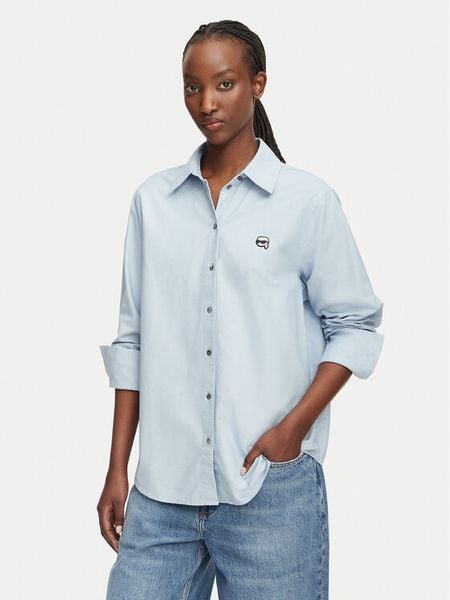 KARL LAGERFELD Koszula B3W11030 Niebieski jasny Regular Fit. Niebieskie koszule KARL LAGERFELD, bez wzorów, z bawełny, bez kołnierzyka, bez ramiączek. Za 645.99 zł.