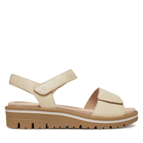 Sandały Caprice. Białe sandały Caprice, bez wzorów, bez obcasa, na koturnie, bez zapięcia. Za 219.99 zł.