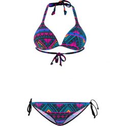 Bikini z trójkątnymi miseczkami "push up" (2 części) bonprix niebieski z nadrukiem. Bikini marki bonprix. Za 99.99 zł.