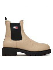 Tommy Jeans Sztyblety Tjw Chelsea Boot Wl EN0EN02826 Écru. Botki Tommy Jeans, bez wzorów, z jeansu, bez obcasa, na płaskiej podeszwie, bez zapięcia. Za 519.99 zł.