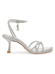 Steve Madden Sandały w kolorze srebrnym rozmiar: 38. Szare sandały Steve Madden, bez wzorów, z otwartym noskiem, bez obcasa, na koturnie, bez zapięcia. Za 262.29 zł.